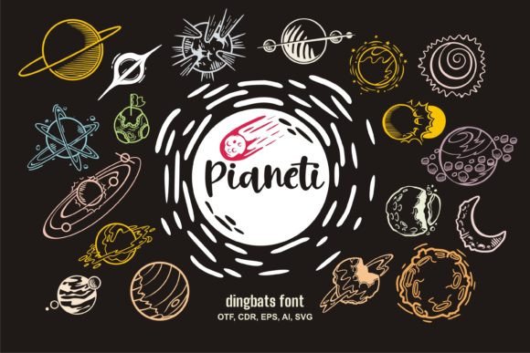 Pianeti Font: Elevating Editorial Layouts with Creative Dingbats