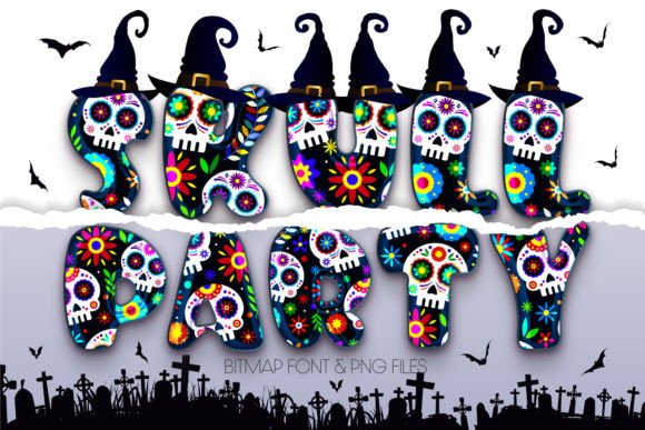 Skull Party Font: Playful Color Type for Halloween